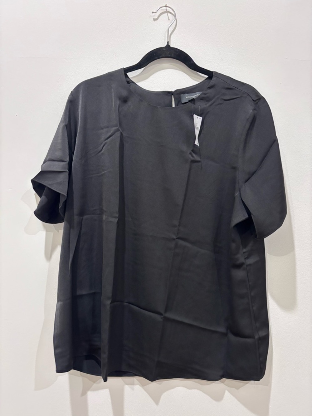 Banana Republic Black Satin Short Sleeve Top